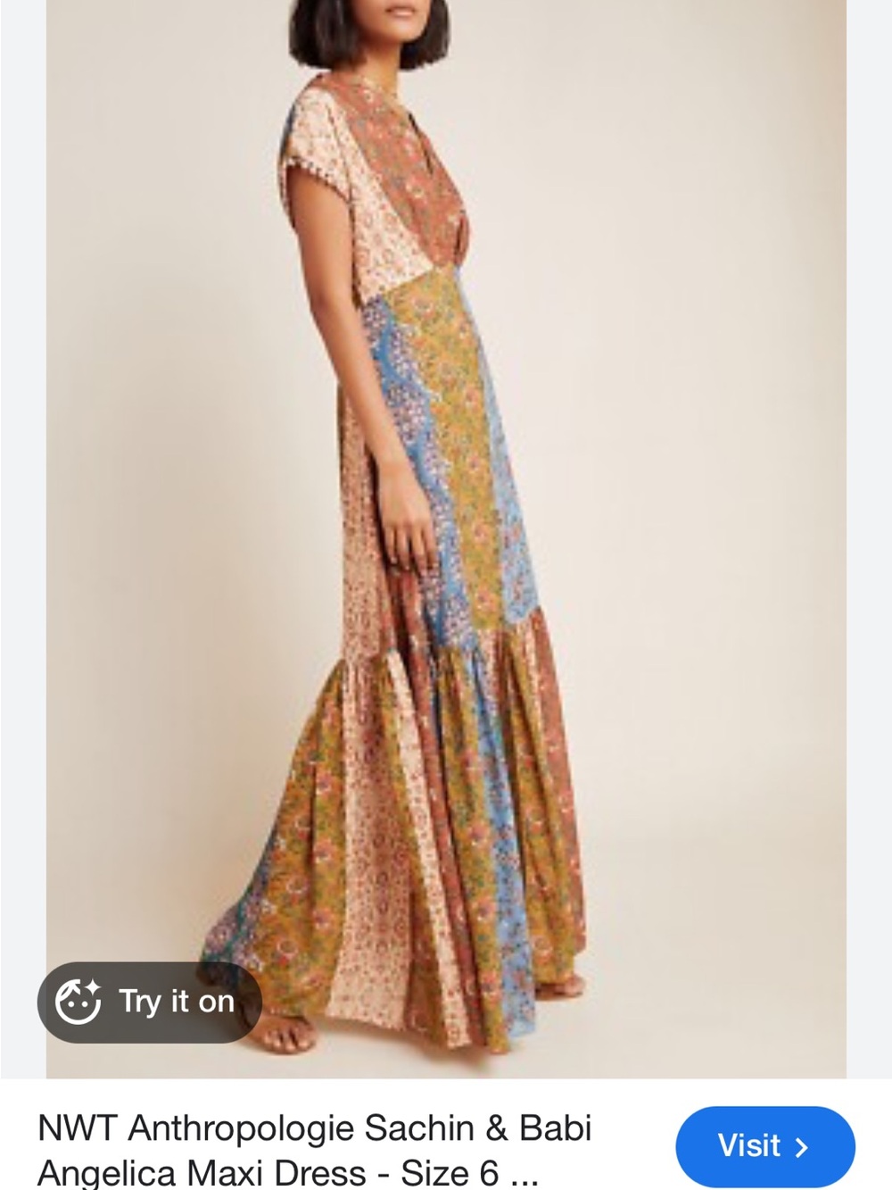 Sachin + Babi Patchwork Maxi Dress in Rust, Blue & Mustard